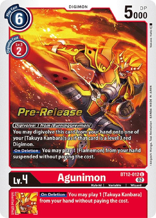 Agunimon [BT12-012] [Across Time Pre-Release Cards] Hot on Sale